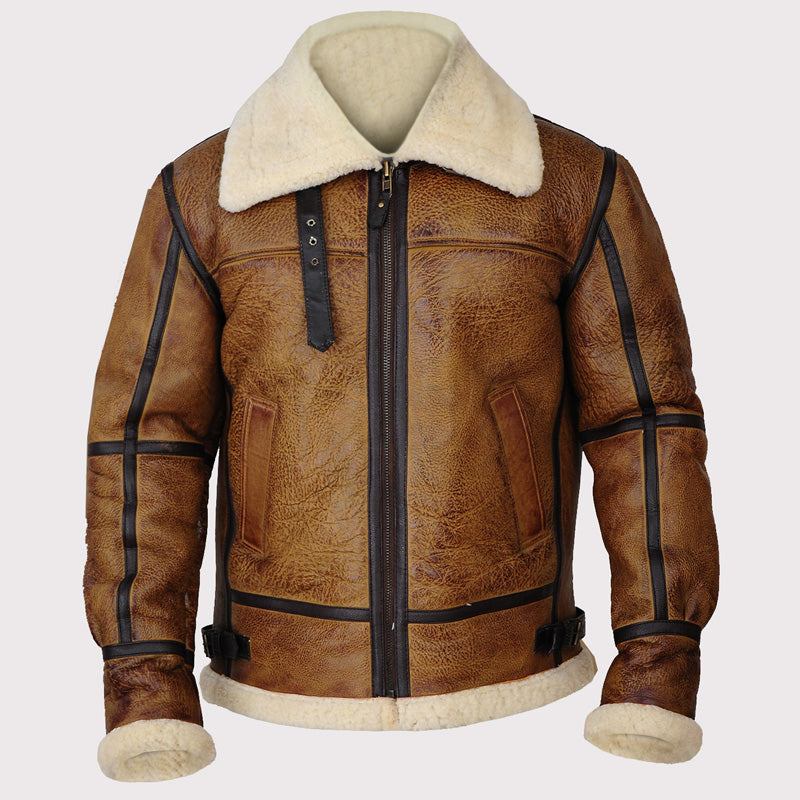 Veste emblématique en peau de mouton retournée marron B3 pour homme