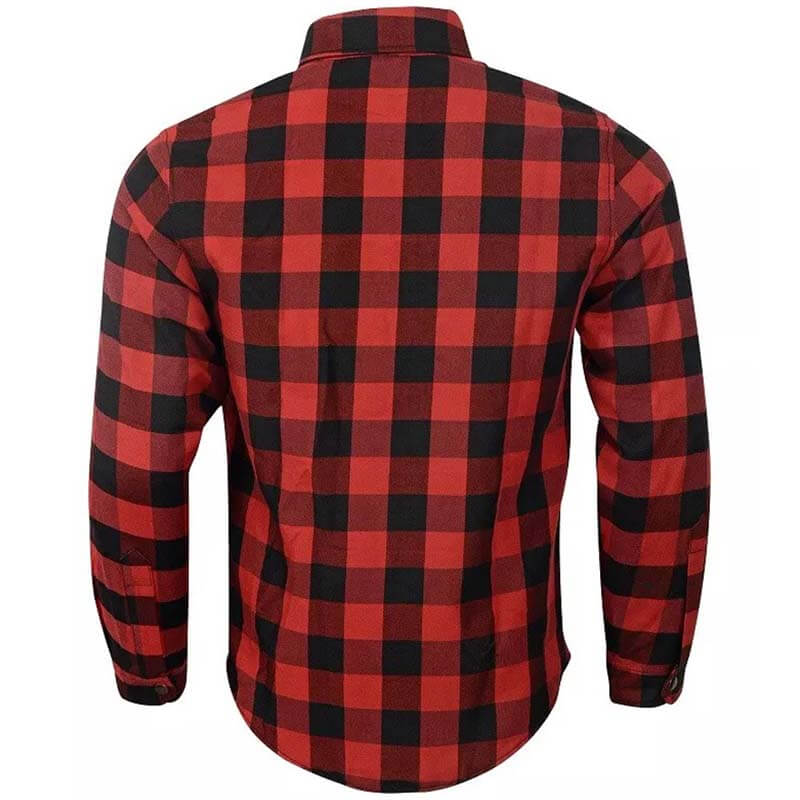 Chemise de moto blindée CE doublée en Kevlar pour homme en flanelle rouge