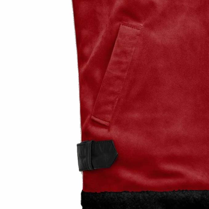 Veste en cuir sherpa en daim rouge lave Ryan Reynolds