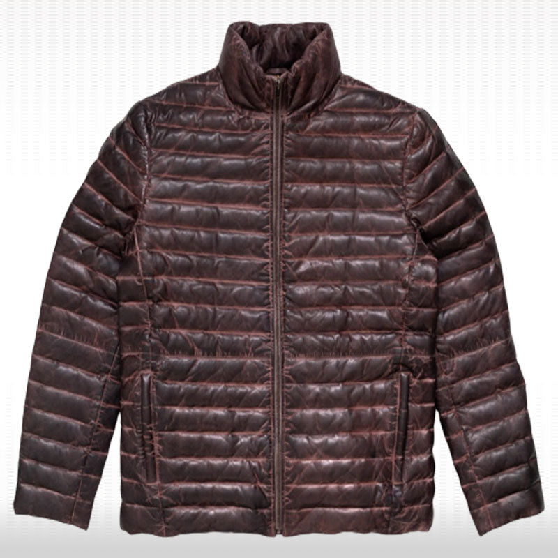 Veste matelassée en cuir de mouton véritable pour homme