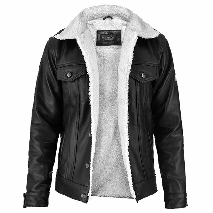 Veste en cuir Sherpa