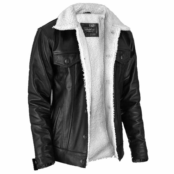 Veste en cuir Sherpa