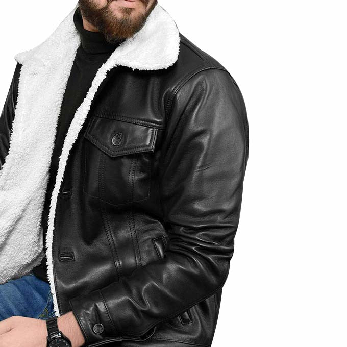 Veste en cuir Sherpa