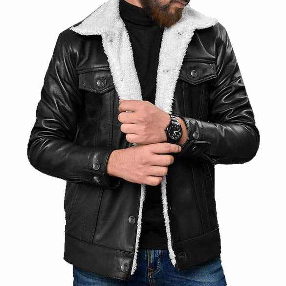 Veste en cuir Sherpa