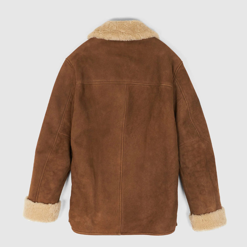 Manteau en cuir de mouton retourné marron clair