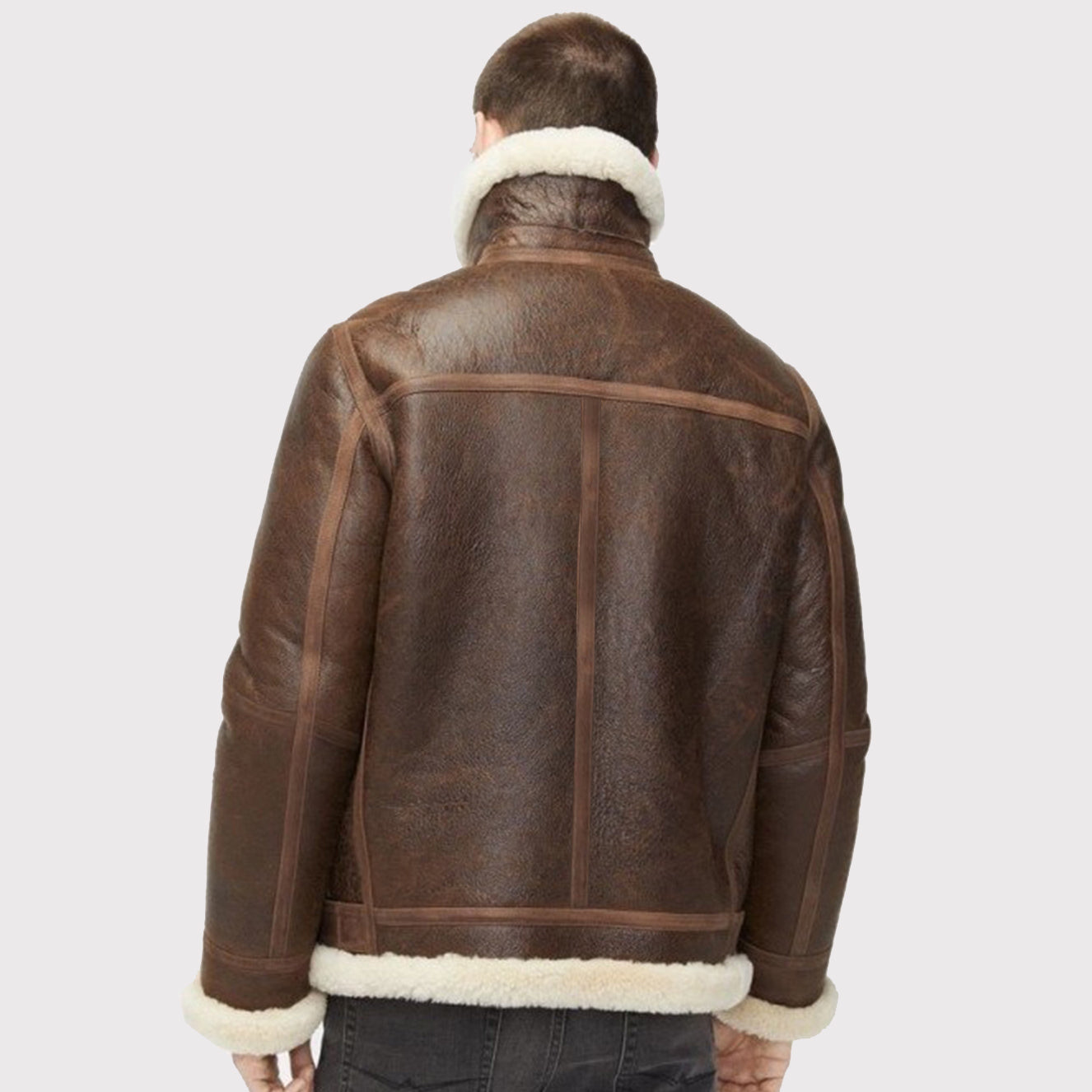 Veste en cuir et peau de mouton aviateur pour homme