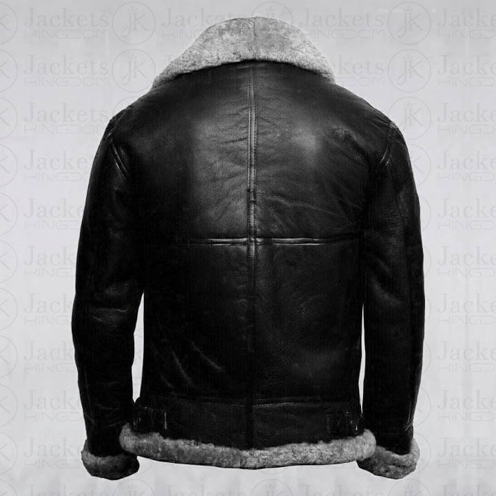 Veste en cuir avec col en fourrure véritable pour homme B3 Bomber Flying RAF Aviator