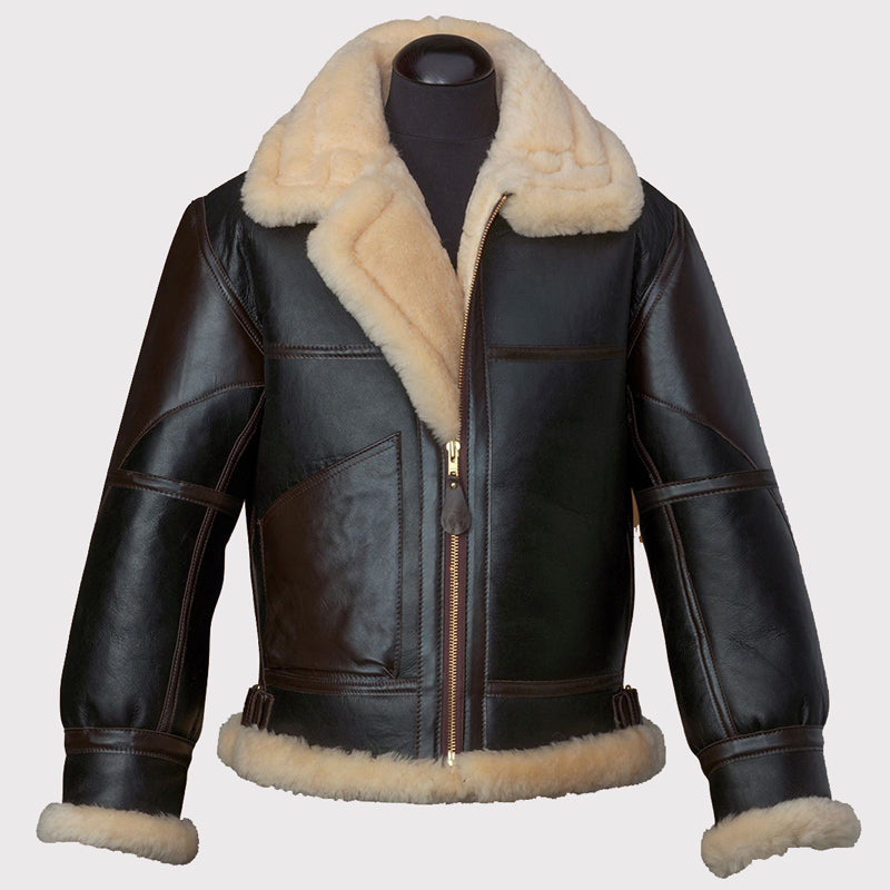 Blouson aviateur en cuir noir B3 pour homme