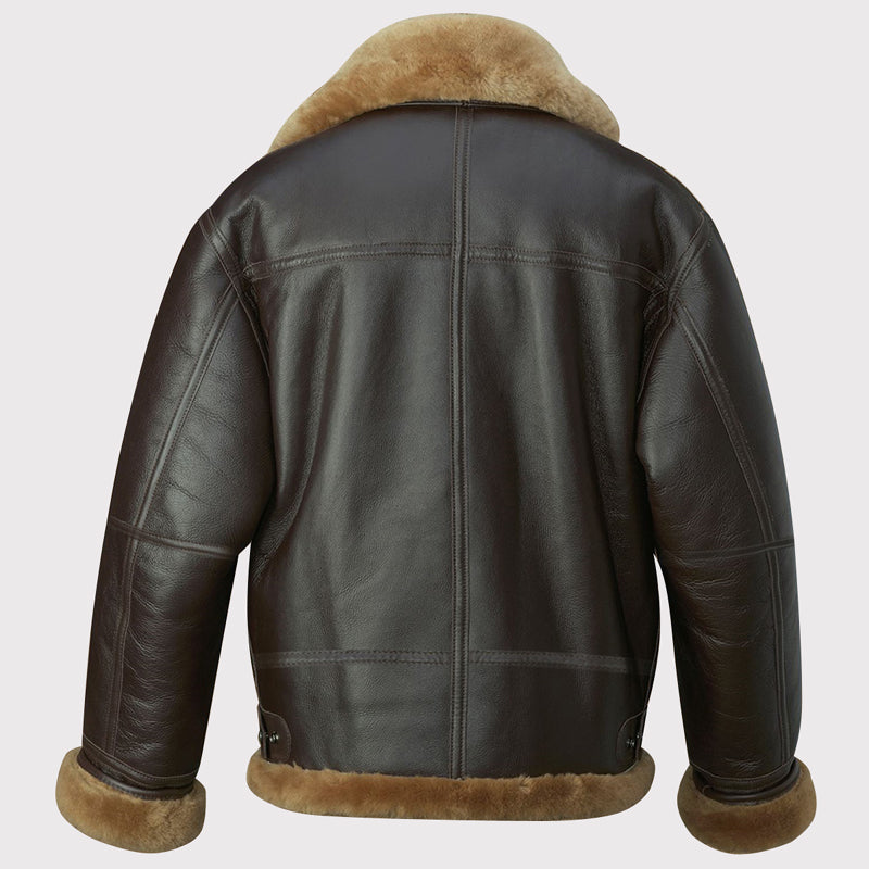 Veste en cuir de mouton retourné marron pour homme RAF B3 Aviator