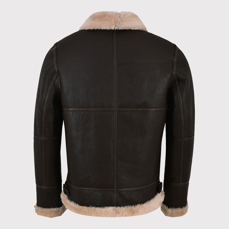 Veste en peau de mouton marron foncé pour homme