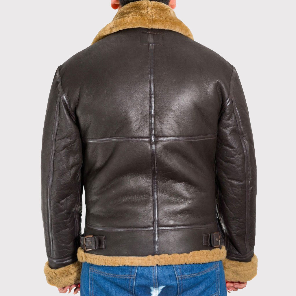 Veste en peau de mouton retournée B3 Bomber RAF pour homme