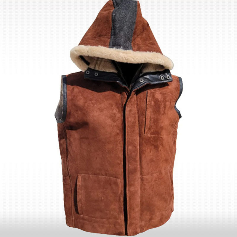 Men's B3 Bomber Shearling Fur Sheepskin Vintage Suede Leather Vest