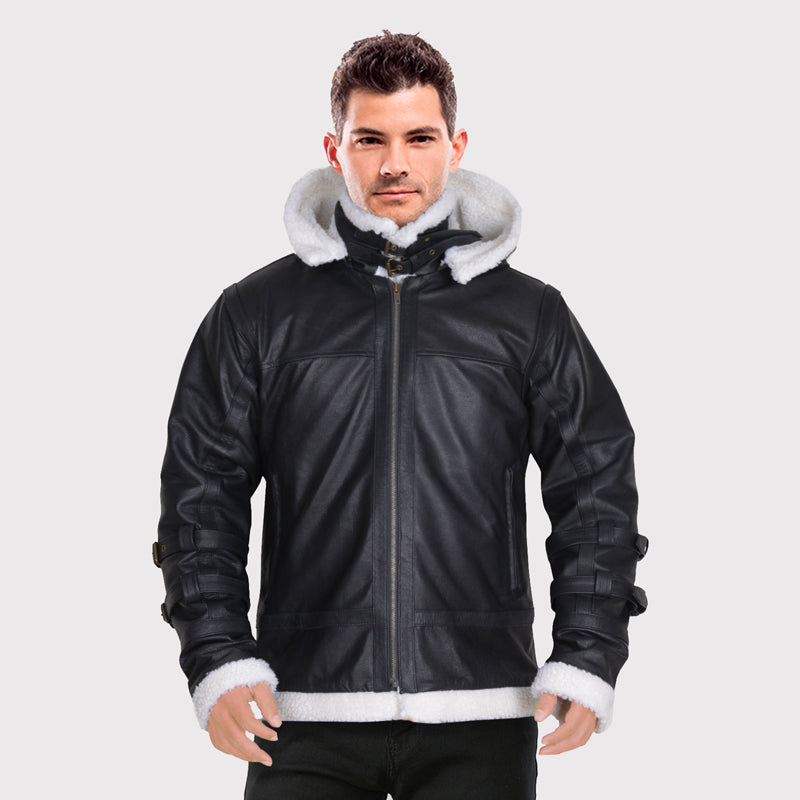 Veste à capuche en peau de mouton B3 Bomber pour homme