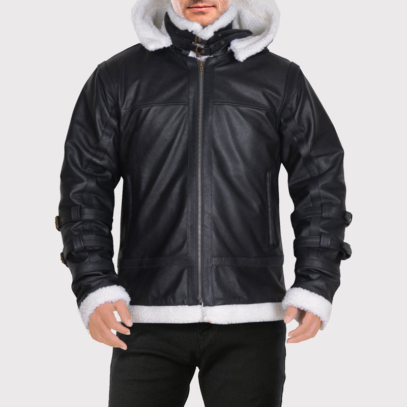 Veste à capuche en peau de mouton B3 Bomber pour homme