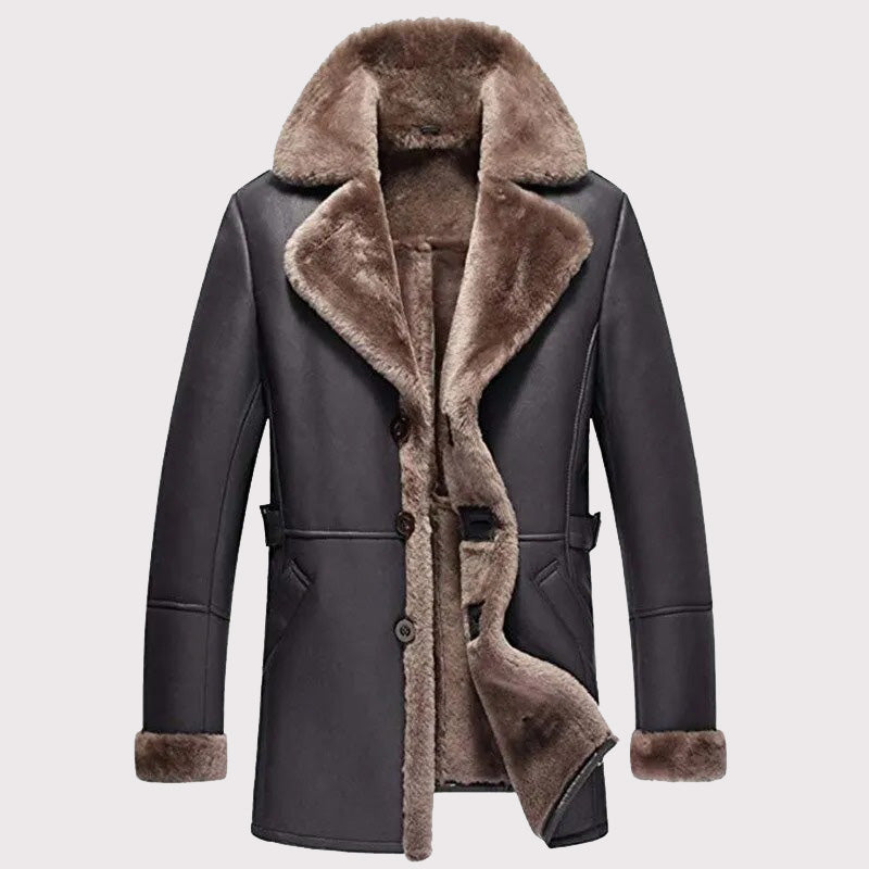 Veste aviateur en peau de mouton B3 pour homme - Manteau élégant en fourrure de mouton