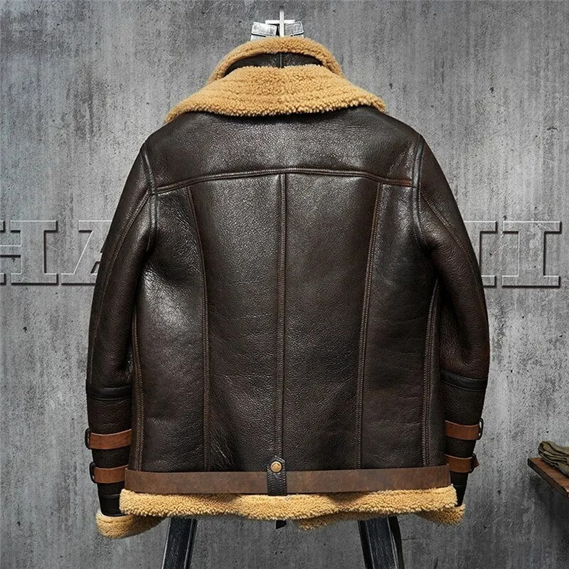 Men's B3 Shearling Flight Jacket - Short Leather Jacket with Fur Coat