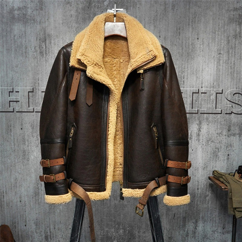 Men's B3 Shearling Flight Jacket - Short Leather Jacket with Fur Coat