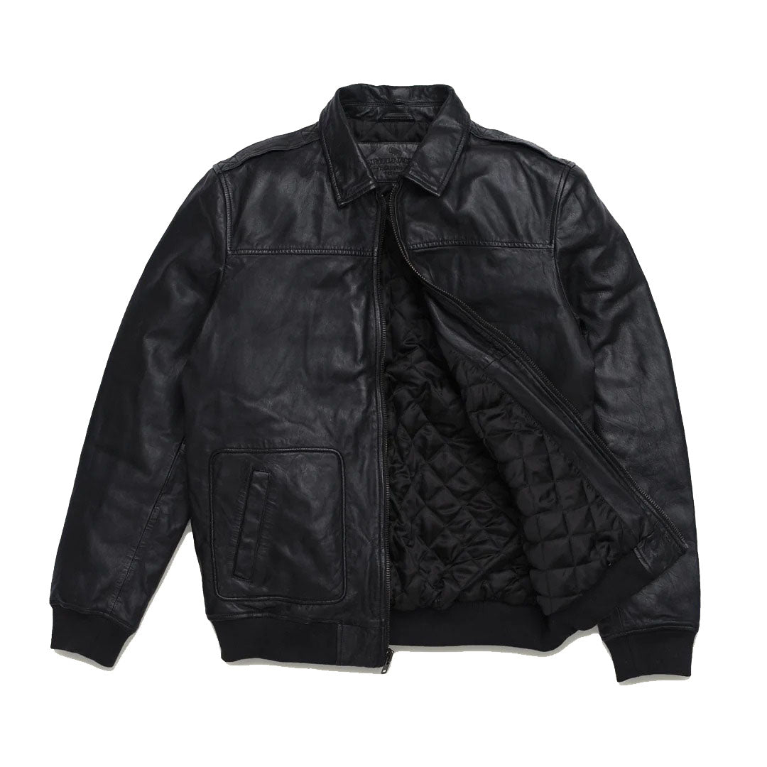 Blouson aviateur en cuir de mouton noir pour homme