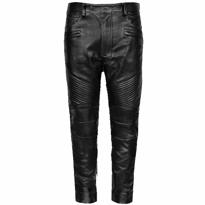 Schwarze Bikerjeans aus Leder für Herren