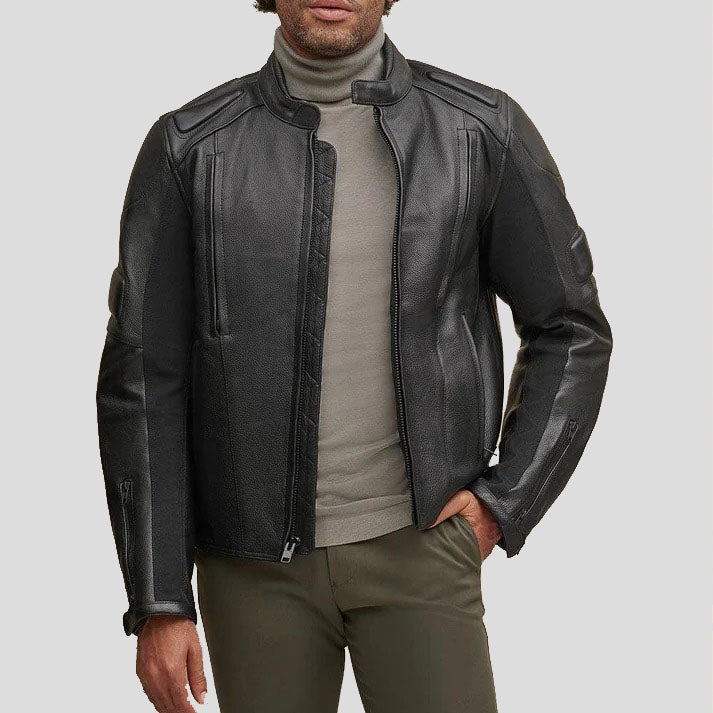 Veste de motard en cuir noir Performance Rider pour homme