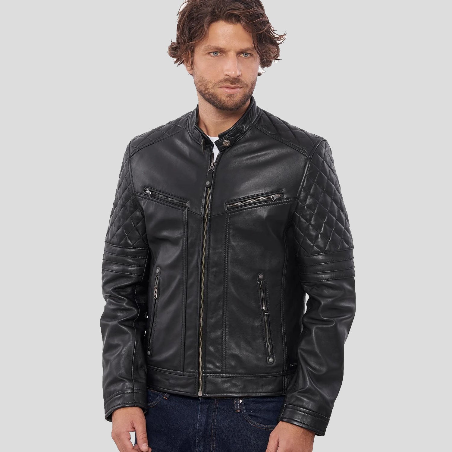 Veste de moto en cuir de buffle noir de qualité supérieure pour homme - Biker Bravado