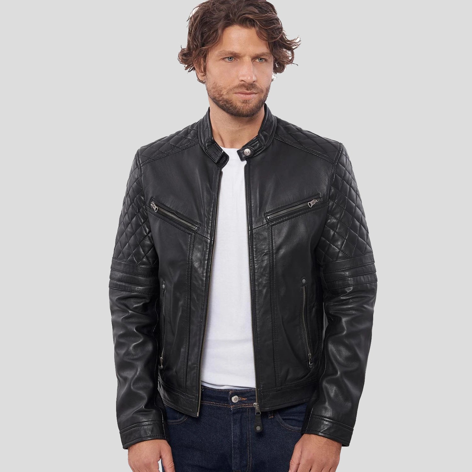 Veste de moto en cuir de buffle noir de qualité supérieure pour homme - Biker Bravado