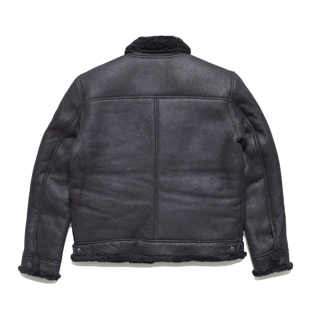 Blouson aviateur en cuir de mouton noir pour homme