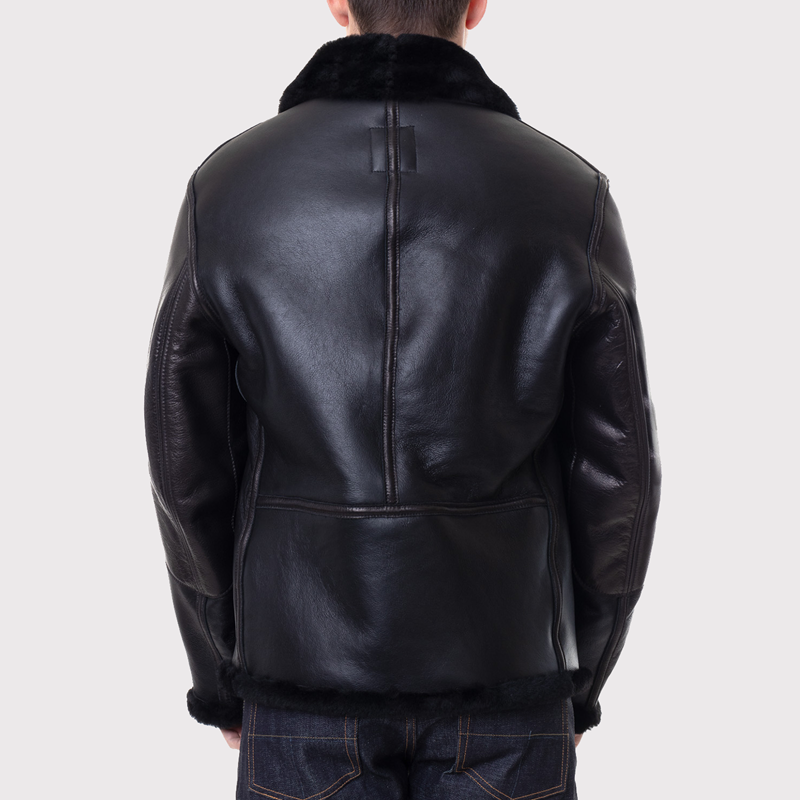 Veste élégante en peau de mouton noire B3 pour homme