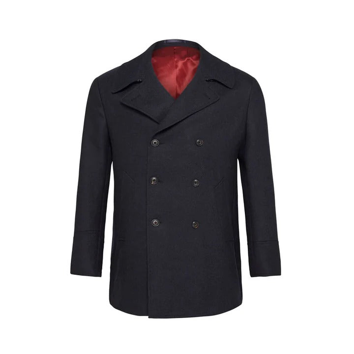 Manteau classique en laine noire et bleu marine pour homme