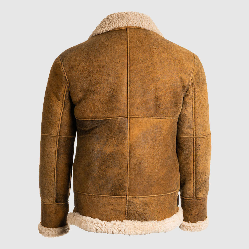 Veste en cuir de mouton retourné marron B3 pour homme