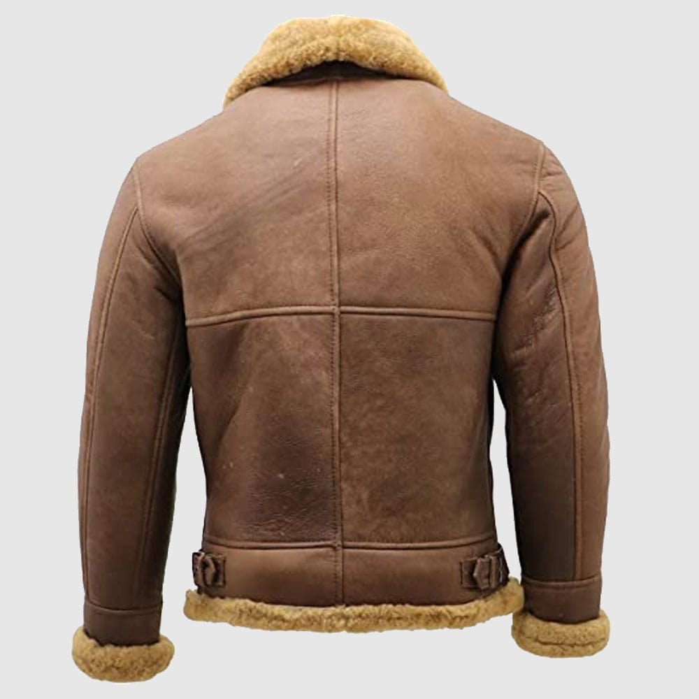 Blouson aviateur en peau de mouton retournée marron B3 pour homme de la Seconde Guerre mondiale