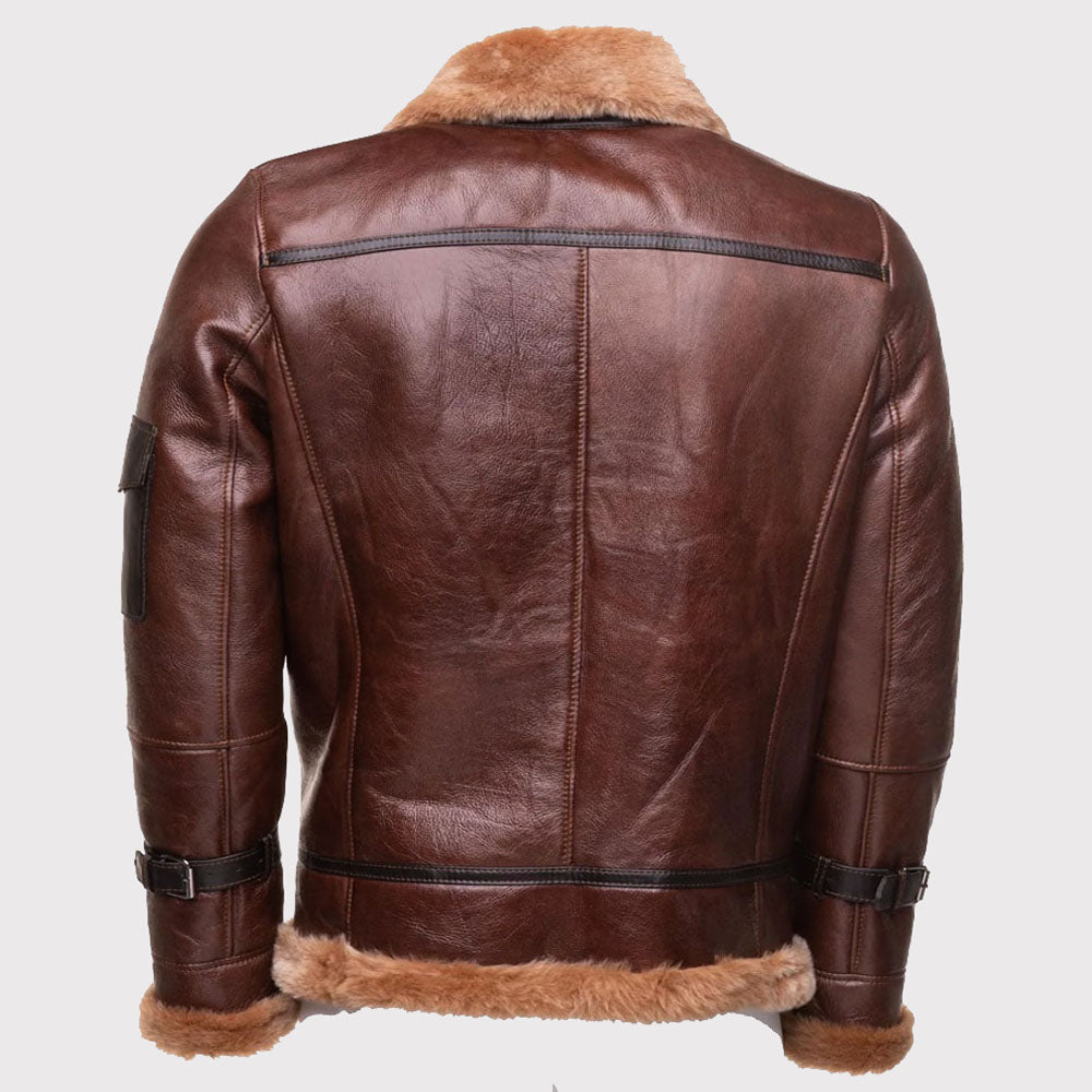 Veste en peau de mouton retournée marron pour homme