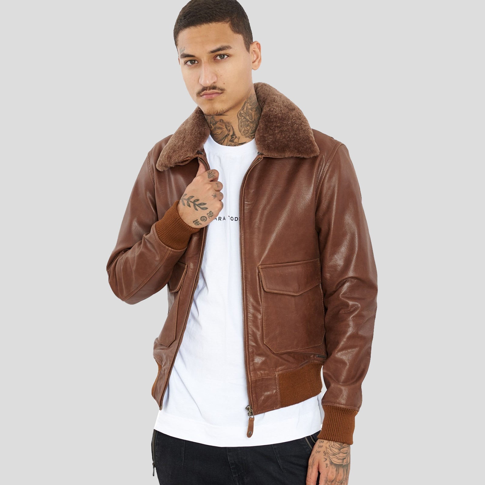 Veste de moto en cuir de buffle marron de qualité supérieure pour homme