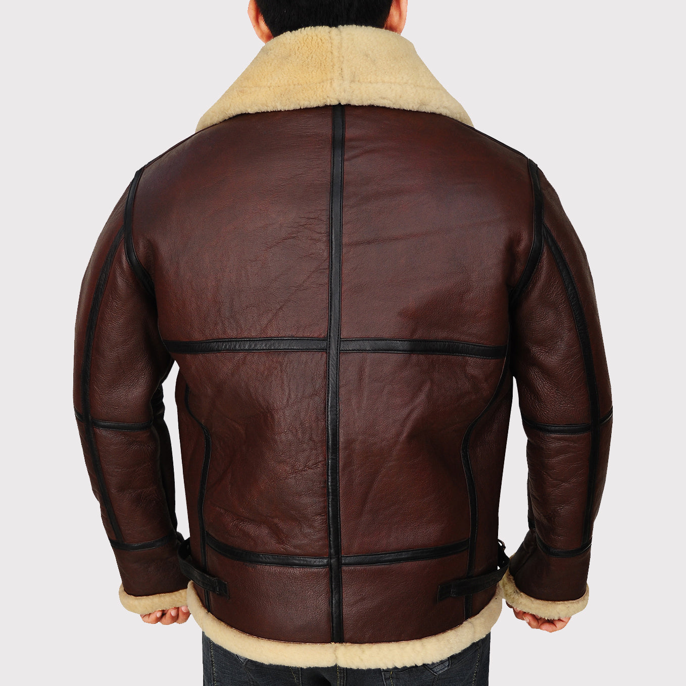 Blouson aviateur B3 en peau de mouton marron pour homme