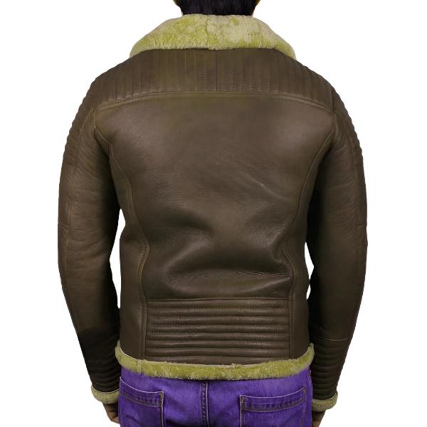 Veste de vol en peau de mouton marron pour homme