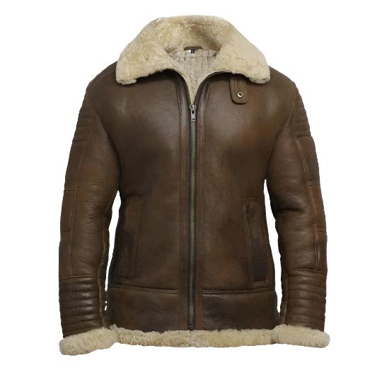 Veste de vol en peau de mouton marron pour homme