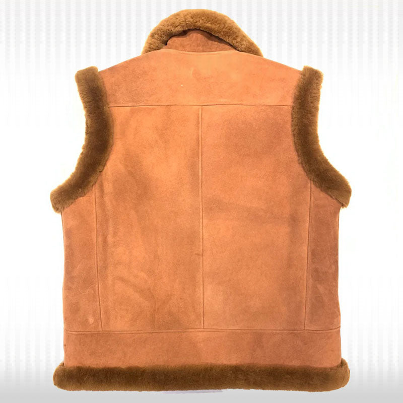 Gilet en peau de mouton retournée marron pour homme