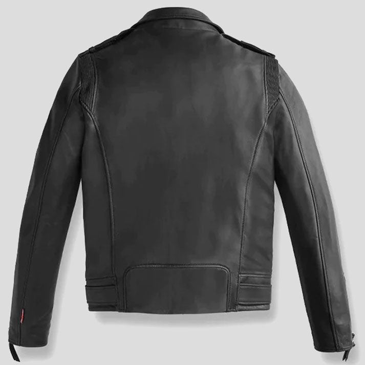 Veste de moto en cuir classique pour homme