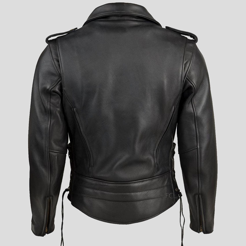 Veste de moto classique noire pour homme