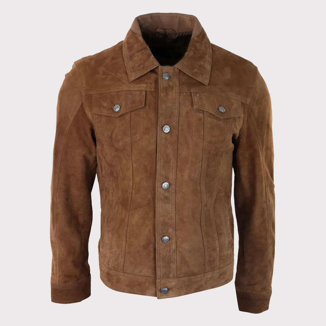 Men's Classic Vintage Suede Leather Biker Jacket