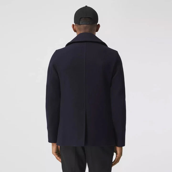 Manteau bleu marine en laine bleu foncé pour homme