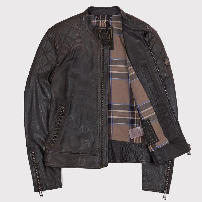 Veste en cuir Outlaw marron vieilli pour homme