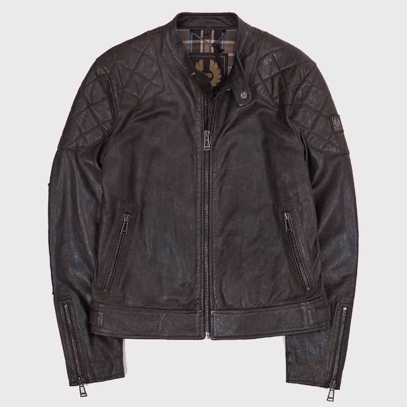 Veste en cuir Outlaw marron vieilli pour homme