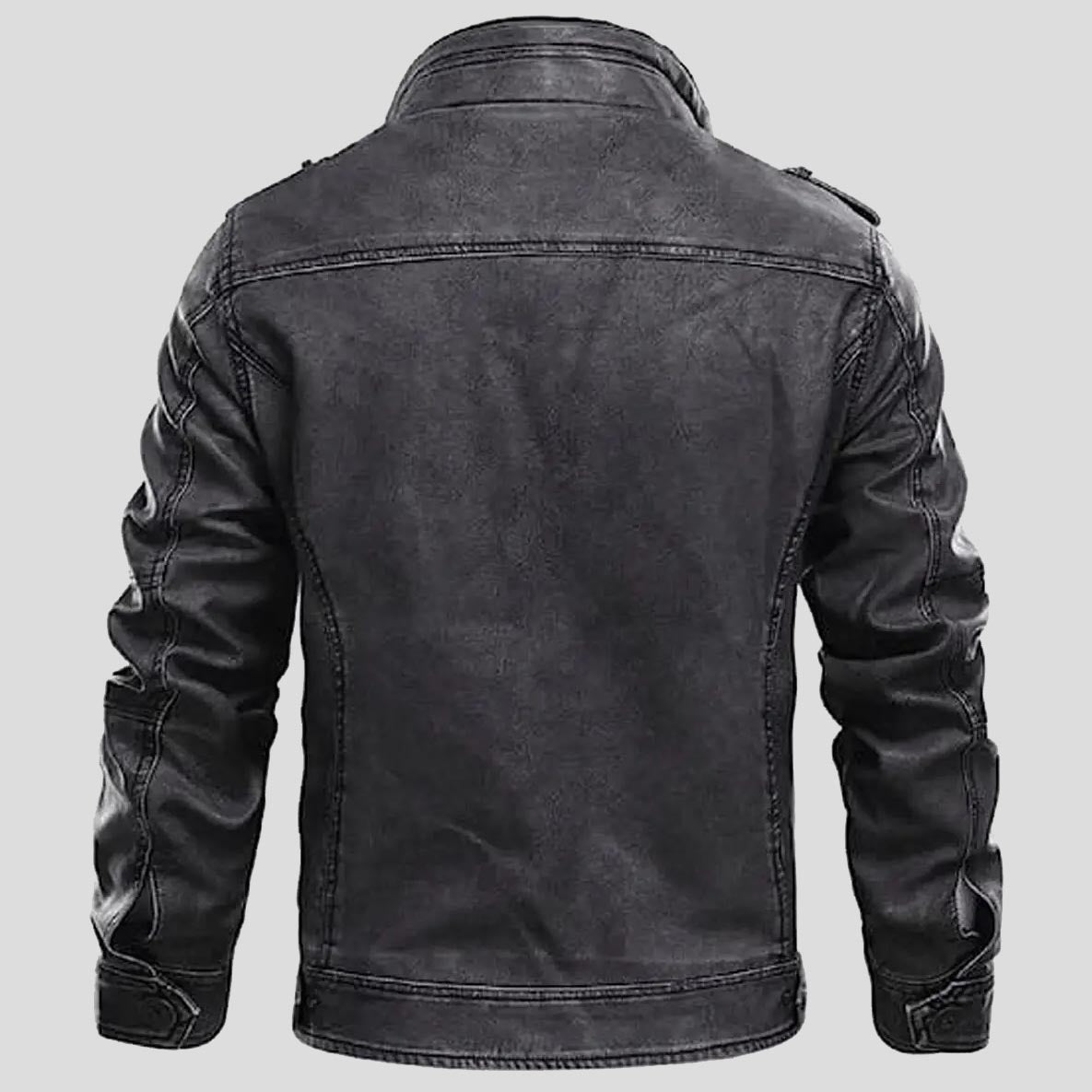 Veste en cuir gris vieilli pour homme style Cafe Racer