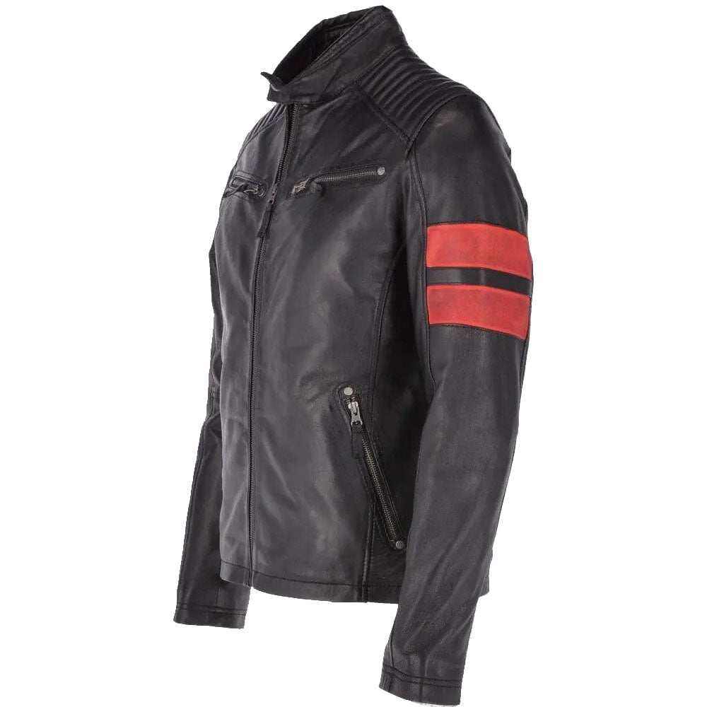 Veste en cuir noir pour homme à la mode