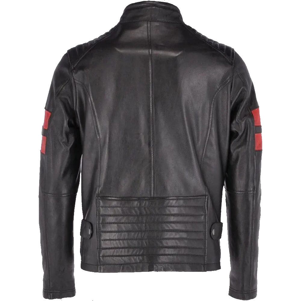 Veste en cuir noir pour homme à la mode