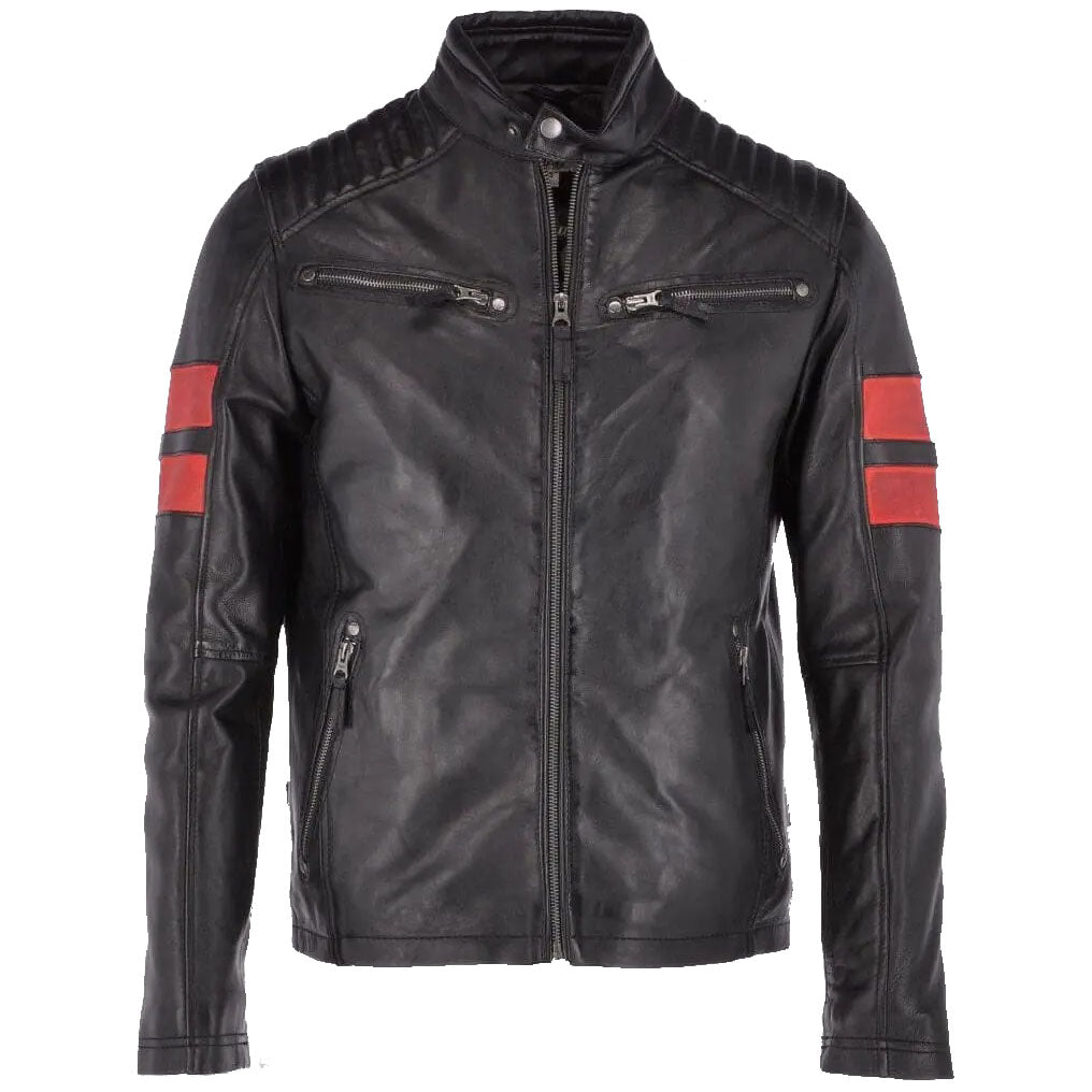 Veste en cuir noir pour homme à la mode