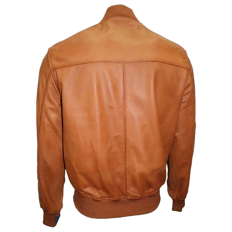 Veste bomber en cuir d'agneau véritable pour homme