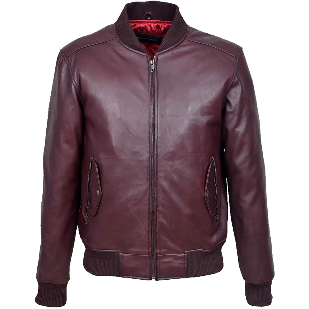 Men's Fashion Real Lambskin Leather Bomber Jacket