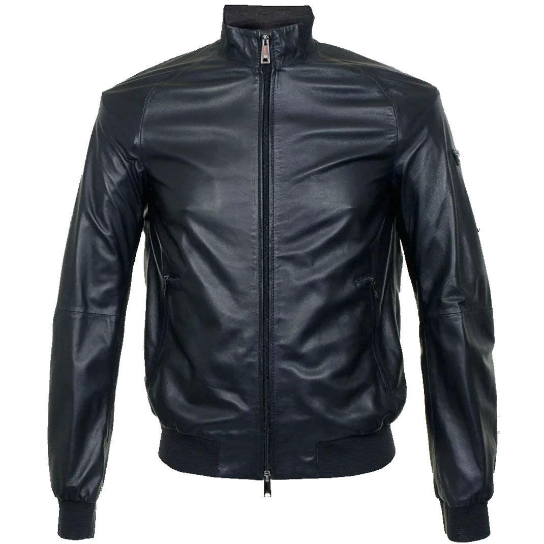 Veste bomber classique en cuir d'agneau souple pour homme